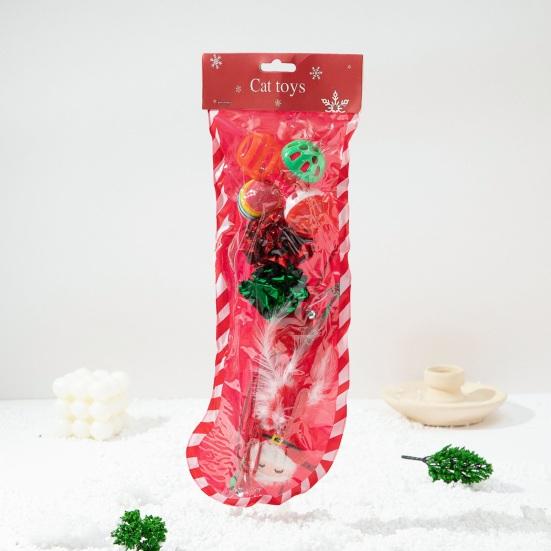 1 Набор Рождественские кошачьи игрушки Кошки Погремушка Мяч Плюшевые мыши Кошачья дразнилка Палочка Котята Снятие стресса Интерактивные игрушки для кошек Игра Тренировка Рождественский подарок