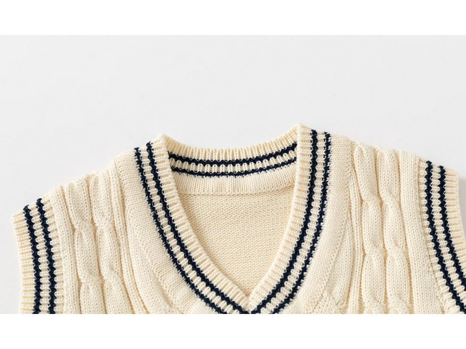 Вязаный хлопковый жилет-свитер с V-образным вырезом для мальчика - новый стиль осень/зима