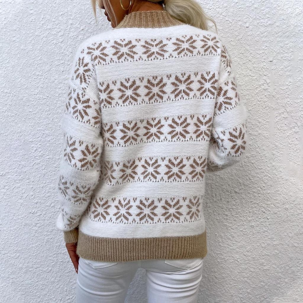 Drizzle 2023 Autumn/Winter European & American Women's Snowflake Knit Sweater