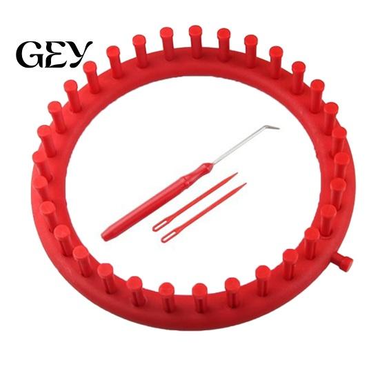 Knitting Accessories Loom Set with Crochet Hook, Needle, Plastic Round Rectangular Yarn Weaving Beginners Tool Kit, Beginner for DIY Hat Scarf