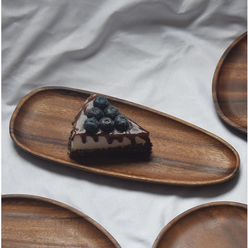 Цельная древесина орехового дерева, неправильная овальная посуда для фруктов, твердая древесина, десертная обеденная тарелка, блюдце, чайный поднос, набор посуды