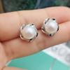 Серьги из серебра 925 пробы, женские серьги с серебряным цветком, модные простые серьги из светло-розового натурального пресноводного жемчуга
