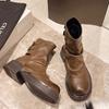 Винтажные британские ботинки Martin с пряжкой на ремне и большой головой 2024 года, новые смешанные и сочетающиеся между собой короткие ботинки, женские брюки, ботинки