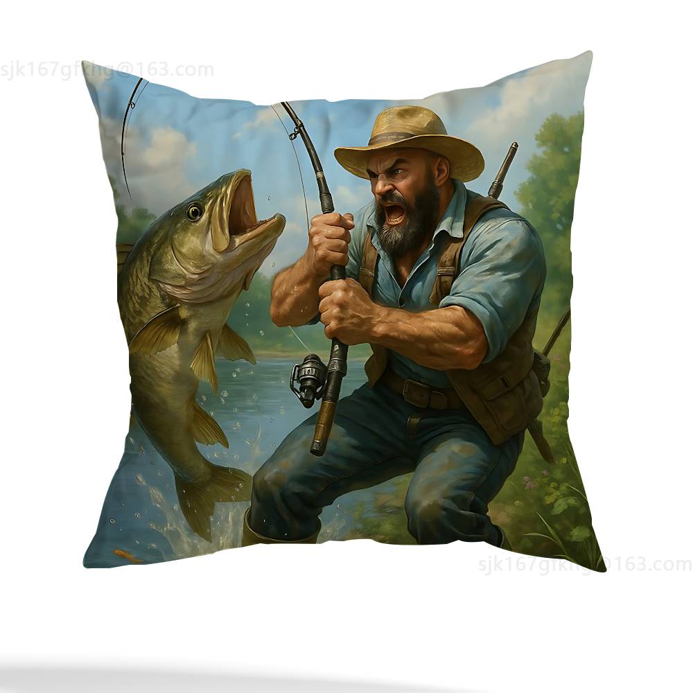 Fishing Master Pillow Case Anti-dustmite Pillowcase Invisible zipper silky short plush Sofa cushion cover
