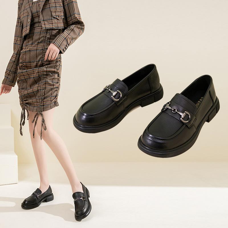 Новые весенние маленькие кожаные туфли из воловьей кожи с верхним слоем в британском стиле. Женские универсальные лоферы. Женские туфли на плоской подошве.