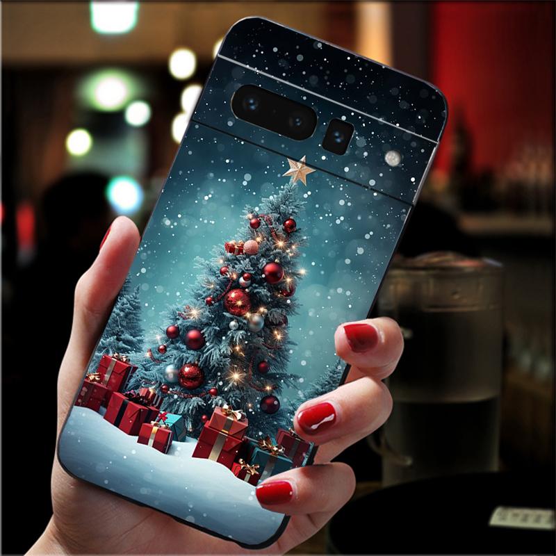 Чехол для телефона Google Pixel 10 9 Pro XL 9A 8 7 6 Pro Pixel 8A 7A 6A Pixel 8 7 6 5 Чехол с Сантой и Рождественской елкой