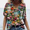 3D Cat Short Sleeve Tee Shirt 2024 New V-Neck Women's T-Shirt Funny Pattern Pullover Top Vintage Fashion T Shirt for Women Tops