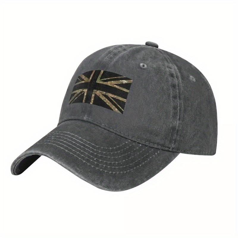 Камуфляжная Бейсболка Union Jack Регулируемая Хлопковая Потертый Стиль Повседневная Унисекс Шляпа от Солнца