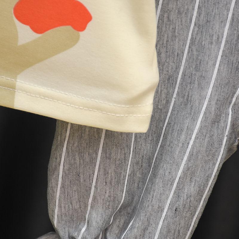 Комплект детской одежды из 2 предметов, весенне-летние костюмы для девочек, топ с короткими рукавами с принтом + брюки, комплект одежды