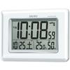 Clock Wall Clock Table Clock Radio Digital Calendar Temperature Humidity Display White Pearl SQ424W SEIKO