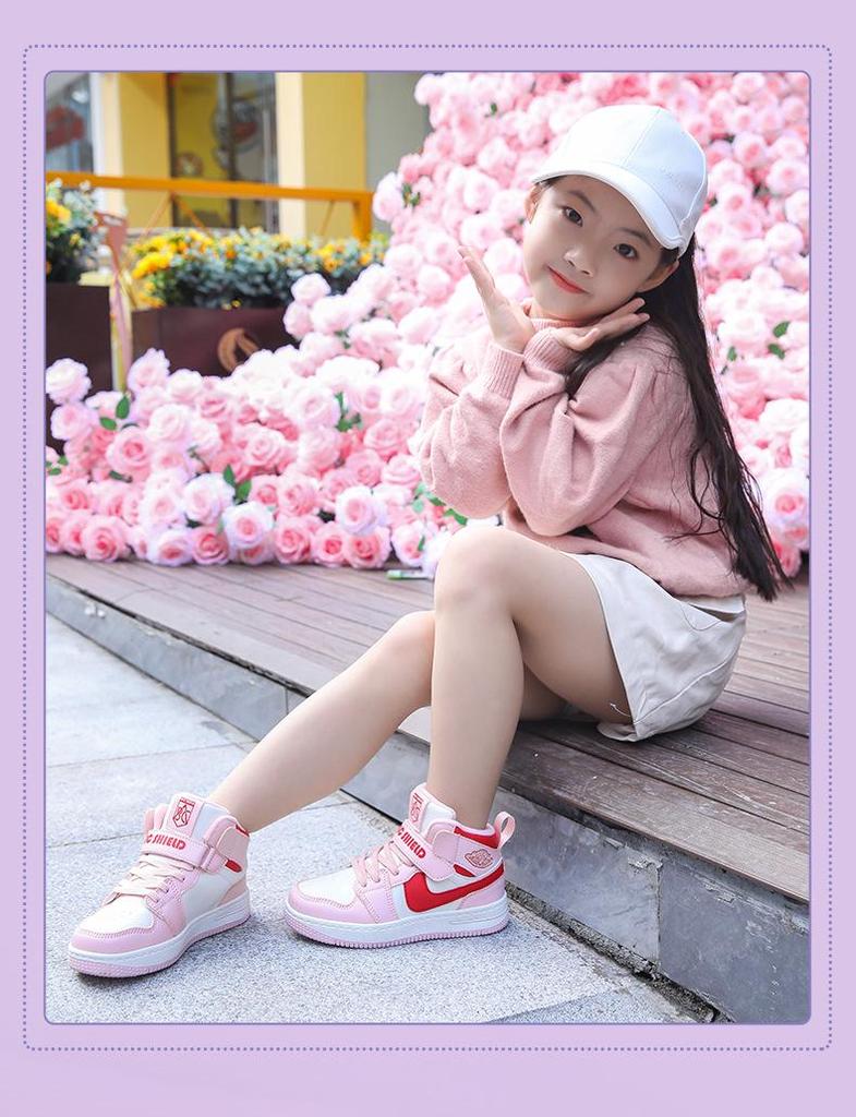 Зимние высокие спортивные кроссовки для девочек 2025, с бархатной подкладкой для тепла, двухслойный хлопок, для детей среднего и старшего возраста.