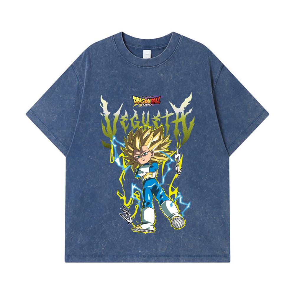 275 GSM Washed T-shirts 100% Cotton Dragon Ball V51 Daima Vegeta Print Unisex Heavy Cotton T Shirt