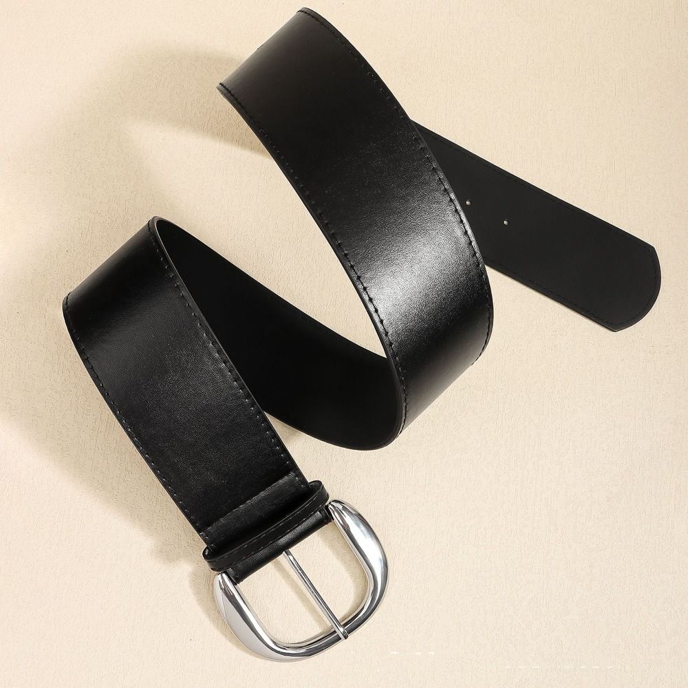 Suede Leather Waistband Rivet Western Cowboy Belt Adjustable Women Wide Belt Pants Accessories