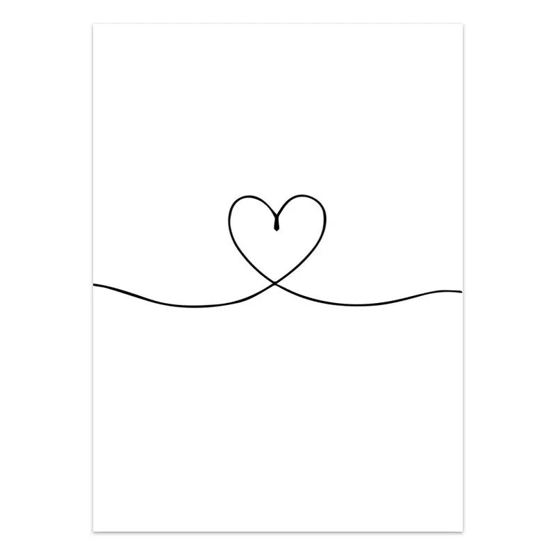 Черно-белая пара линий, настенная живопись на холсте, рисование линий, ручная любовь, поцелуй, постеры и принты, скандинавская картина, декор для гостиной