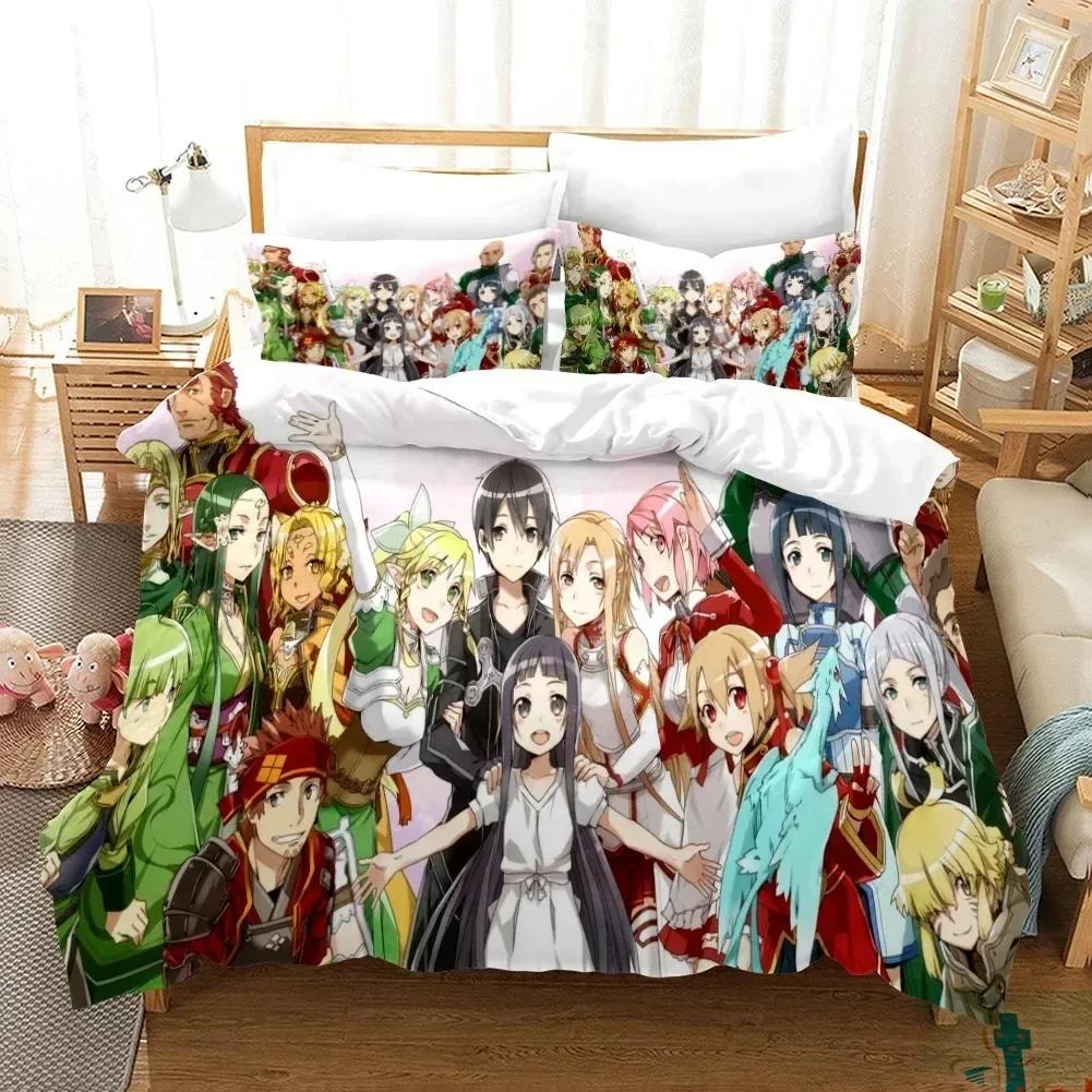 Высококачественный 3D-принт с рисунком Sword Art Online, пододеяльник с наволочкой, комплект постельного белья в стиле аниме, декор для спальни