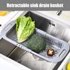 Retractable Drain Basket Over-the-sink Multifunction Food Grade Extendable Fruit Vegetable Washing Drainer Colander Strainer Bowl Tableware