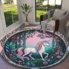 1pc Orange Mane Unicorn Printed Chair Rug for Home Office Use, Living Room Kitchen Game Room Round Carpet