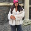 Новое осенне-зимнее женское теплое пальто из искусственного меха с большим лацканом, плюшевое пальто из искусственного лисьего меха, топы
