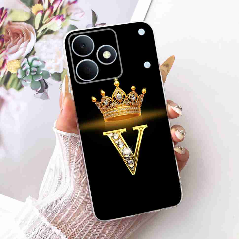 Чехол для Realme Note 80 4G RMX5388 Новый Буква Корона A-Z ТПУ Задняя Крышка Для Realme Note80 NOTE 80 4G Чехлы для Защиты Телефона