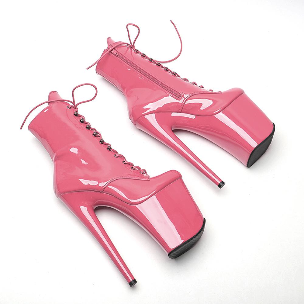 Женские низкие сапоги 20 см, сексуальные сапоги на высоком каблуке-шпильке с круглым носком, обувь для танцев на пилоне