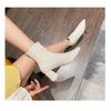 High Heeled Short Boots Autumn and Winter New Korean Version Zipper Pointed Women's Boots Bare Boots Versatile Martin Boots Women's Shoes
