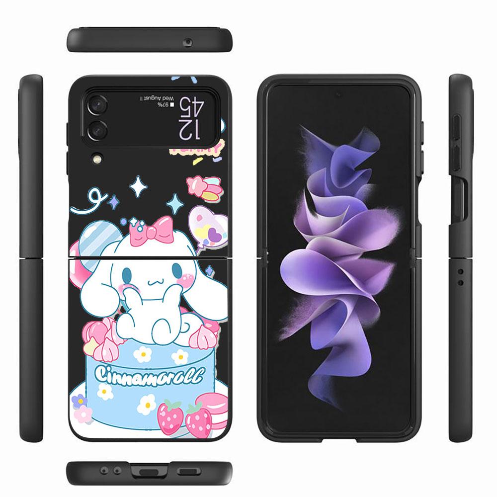 Чехол Hello Kitty Kuromi для Samsung Galaxy Z Flip4 Flip3 5G Жесткий ПК-чехол для мобильного телефона Z Flip 4 3 Черный Coque Zflip4 Zflip3 Чехол