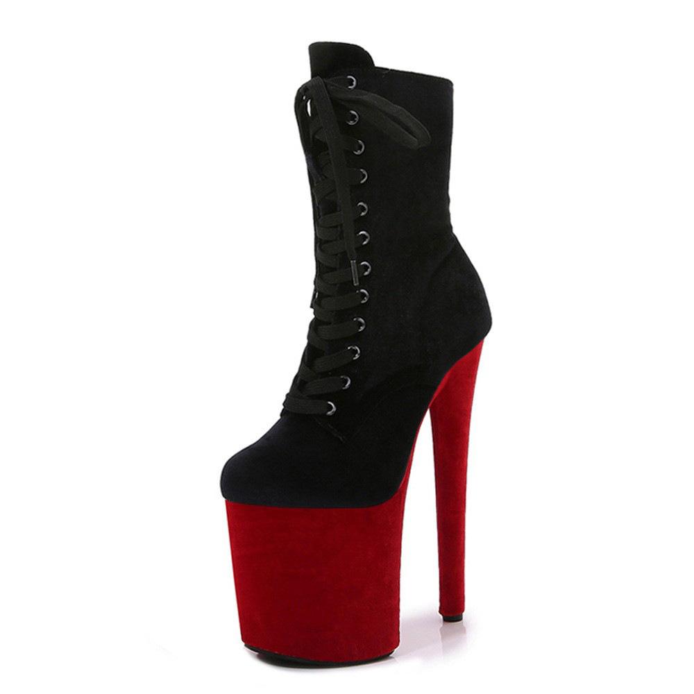 Новые сексуальные ботинки на высоком каблуке, обувь для танца на пилоне, 20 см ненависть к небесно-высокому, китайский бархат, модный подиум, короткие ботинки для выступления, женские