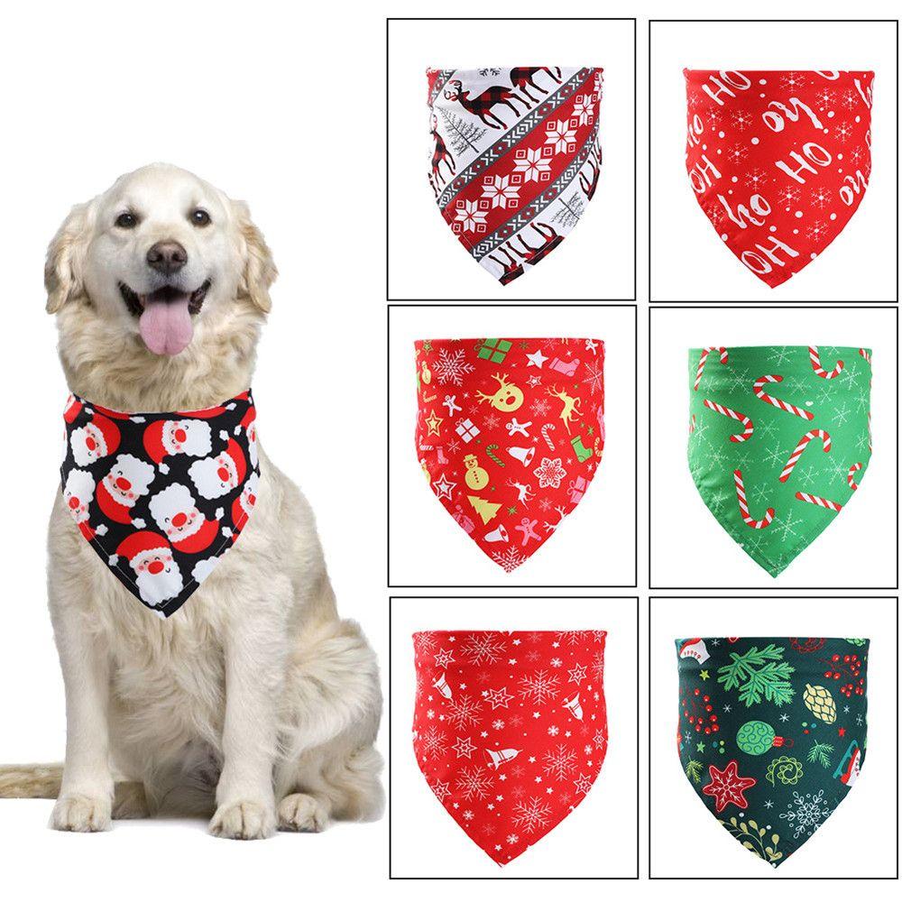 Christmas Printing Bibs Pet Costume Accessories Dog Cat Collar Pet Bandana Triangle Scarf