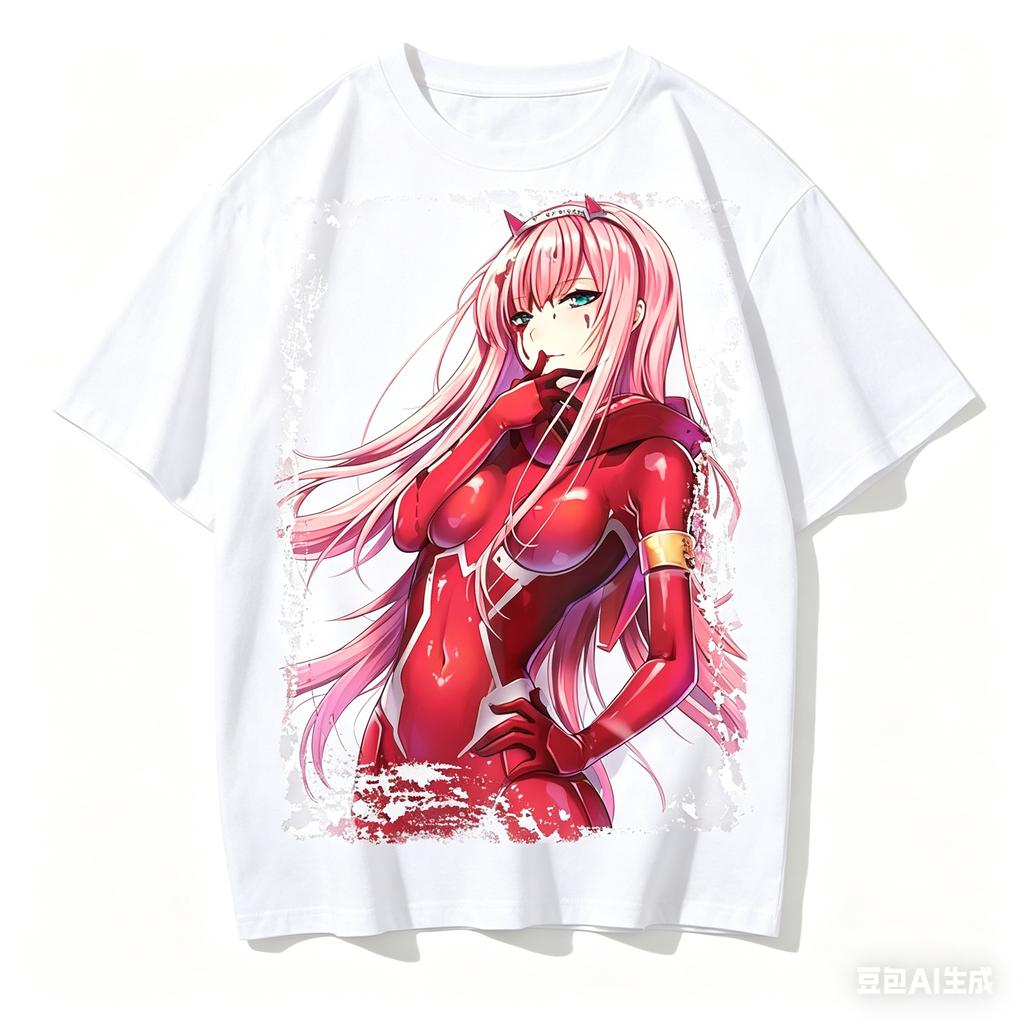 T-shirt DARLING in the FRANXX Zero Two 02 for summer 2026, men's women, vintage, oversize, streetwear, Harajuku, casual, cott