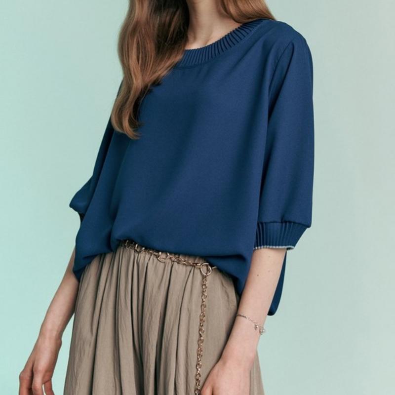 Maxza Pleats Round Neck 5 Sleeve Blouse Zc06qb600on