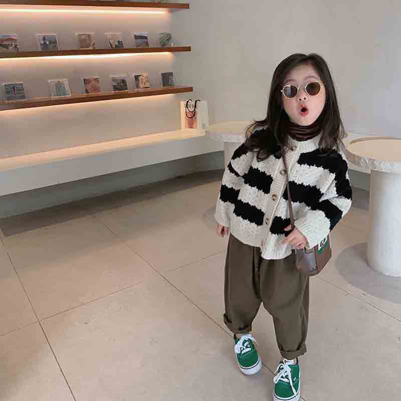 Девочки Цветочный свитер Кардиган Весна и Осень Детская мода Трикотаж