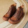 2024 New Cow Leather Ankle Boots Women's Laced Up Waterproof Shoes Ladies Wide Fit Short Boots Woman Oxfors Shoes Brown Booties