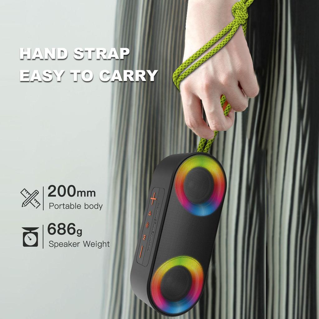 TOPROAD Водонепроницаемые Bluetooth-колонки IP65 Портативные беспроводные стерео бас-бумбокс сабвуфер Поддержка колонки FM-радио светодиодные RGB-подсветки