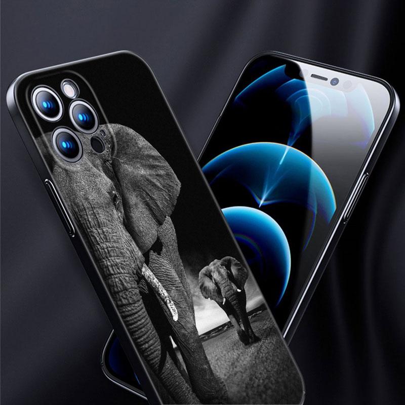 Чехол для телефона с изображением слона для Apple iPhone 13 12 Mini 11 Pro XS Max X XR 8 7 6S 6 Plus SE 2020 5S 5, мягкий черный чехол из ТПУ