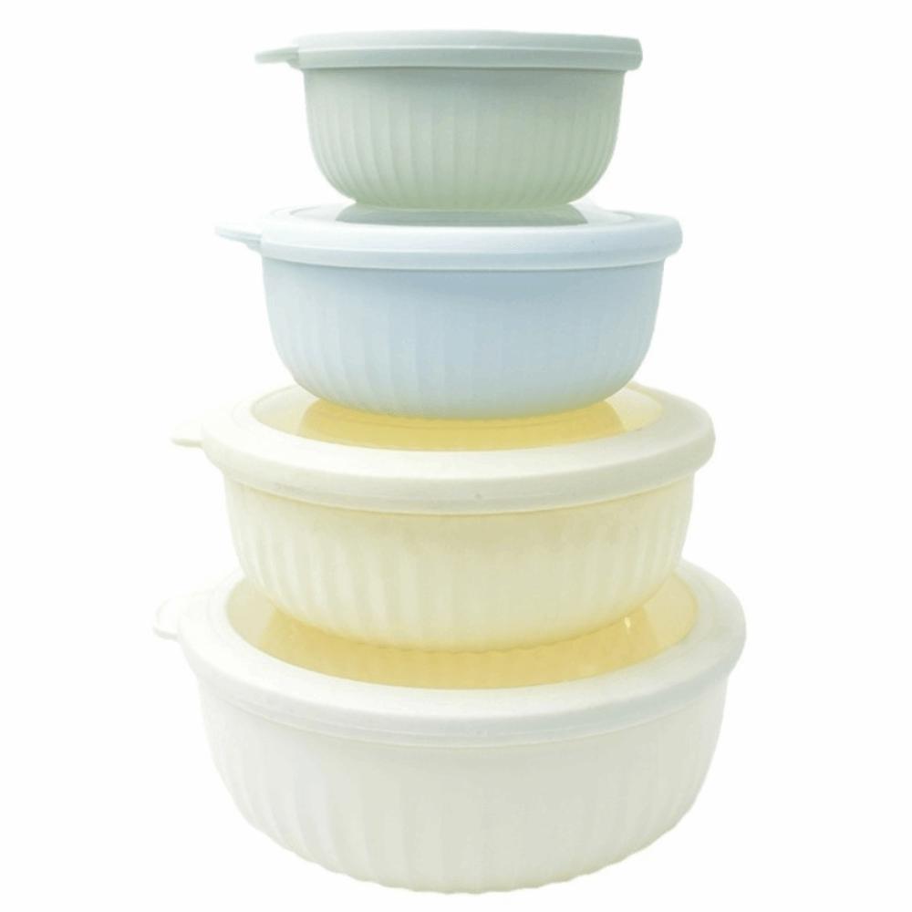 4 pieces/set Food Grade Salad Bowl Stacking Refrigerator Preservation Box Portable Crisper Outdoor