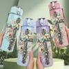 1PC Floral Cross Religious Faith Art Print 750ml Color Plastic Sports Water Bottle Leakproof Flip Straw Lid Suitable for Sports Office Home Use