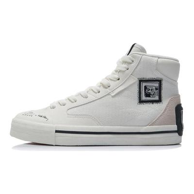 Disney x Li Ning Disney Дышащие, Легкие, Нескользящие Высокие Кеды для Скейтборда Женские Белые Черные AECR062-4