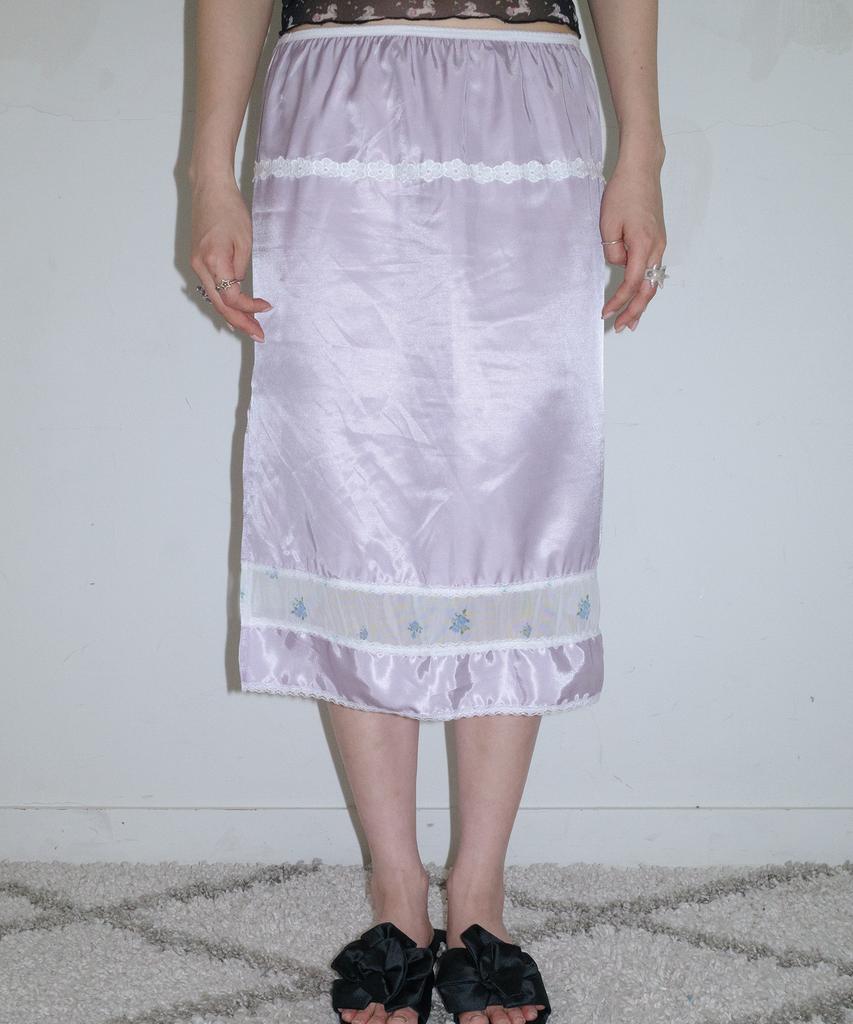 Faike Flower Satin Skirt_Lavender