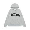 Unisex Hooded Zip-Up Sweatshirt With Embroidered Letter Design Oversized Cotton Blend Pullover Daily Wear