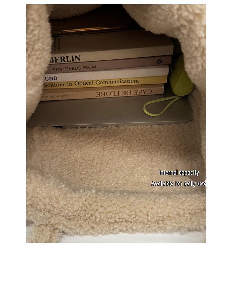 Embroidered Plush Tote Backpack - Double-Sided Design for Commuting