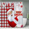 4 шт. Рождественский комплект занавесок для душа, водостойкий с 12 крючками, нескользящий коврик для ванной комнаты, U-образный коврик для унитаза, накладка на крышку унитаза