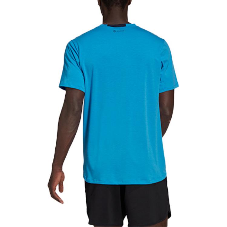 adidas Спортивная дышащая футболка с V-образным вырезом, повседневная, с коротким рукавом, мужские топы, цвет Lake-Blue HB9199