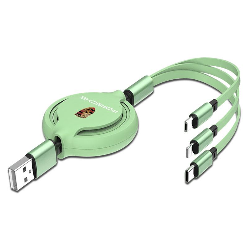 1 шт. Автомобильное телескопическое зарядное устройство «три в одном» для мобильного телефона для Porsche 911 Cayenne Panamera Macan Boxster Carrera-GT 928 918-Spyder