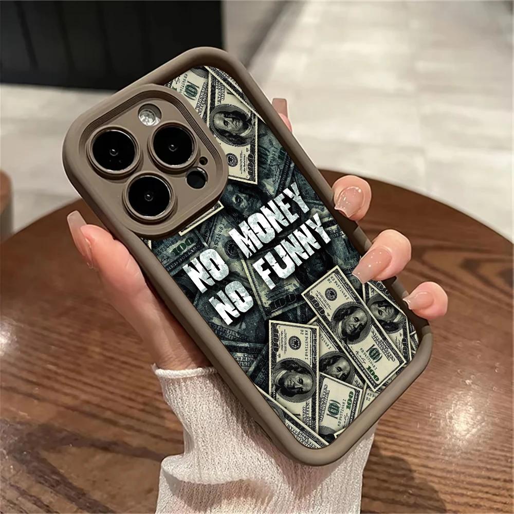 Чехлы для iPhone 16 11 12 13 14 15 Pro Max XR XS X 7 8 Plus SE 2020 Дизайн с долларами Ударопрочный Матовый Мягкий Силиконовый Чехол