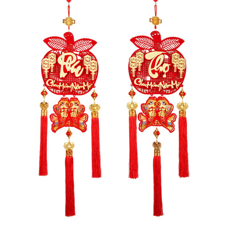 1PC Tassel Pendant 2025 Non Woven Hangings Traditional Vietnamese Fu Character Pendant Spring Festival 26X95CM
