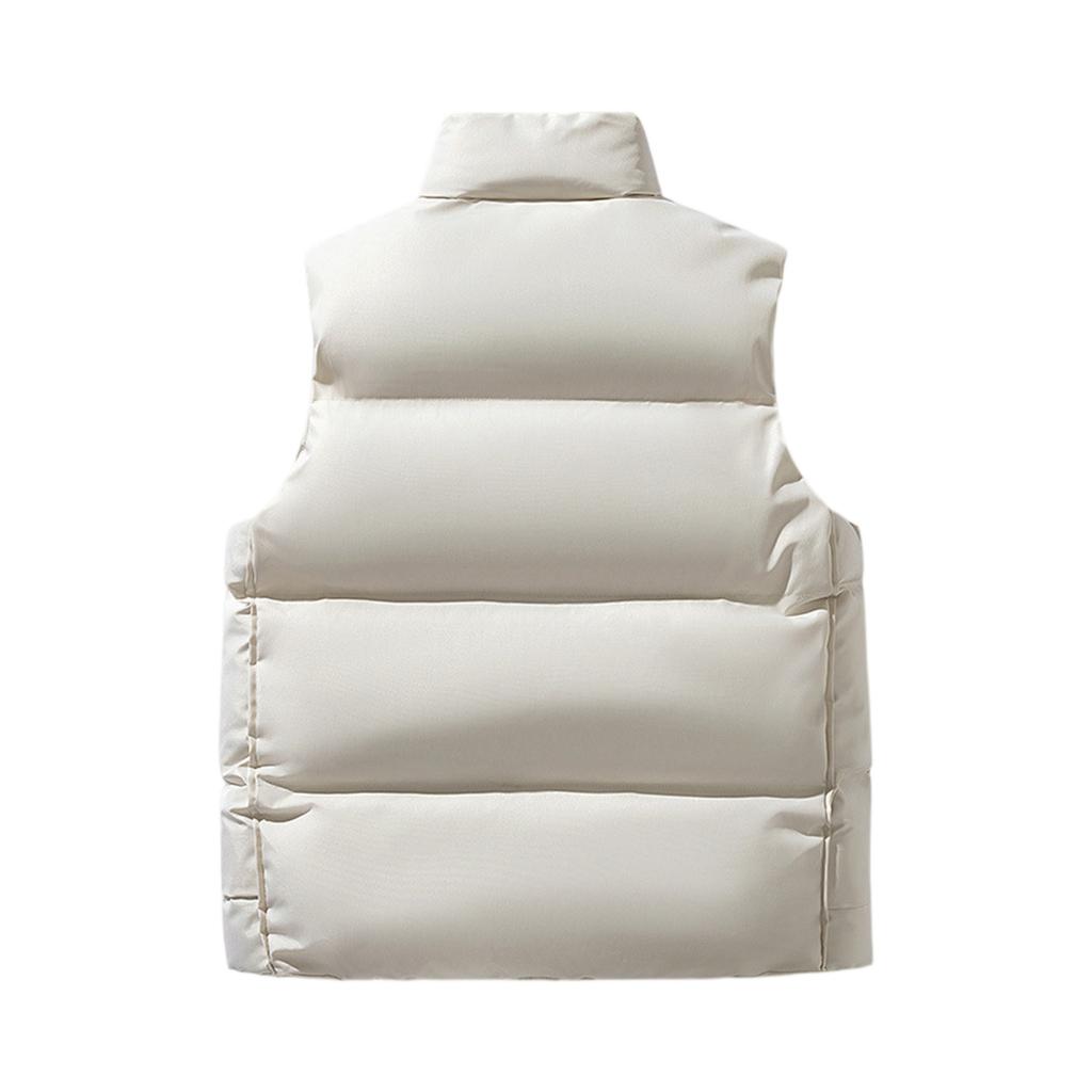 Men's Solid-color Casual Vest, Men's And Women's Style Zipper Stand-up Collar With Cotton Warm Sleeveless Vest