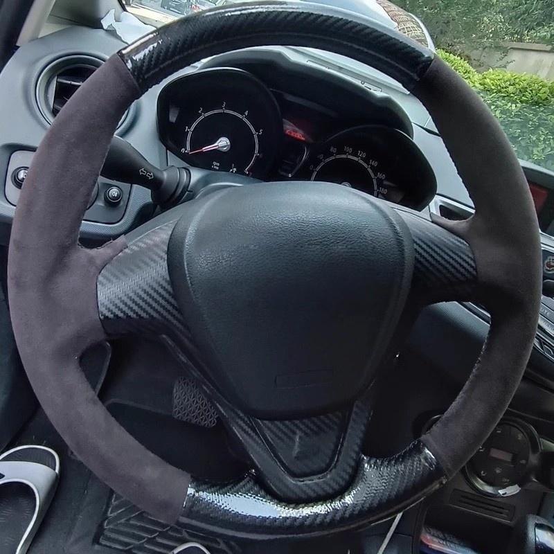 Ручной работы Замшевая Кожа Оплетка на Руль Для Ford EcoSport Fiesta 2008-2017 Автоаксессуары
