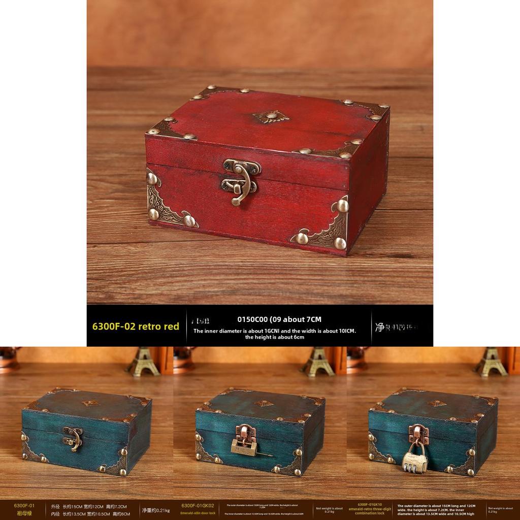 New Chinese Style Wooden Desktop Organizer Box With Lock For Jewelry Storage