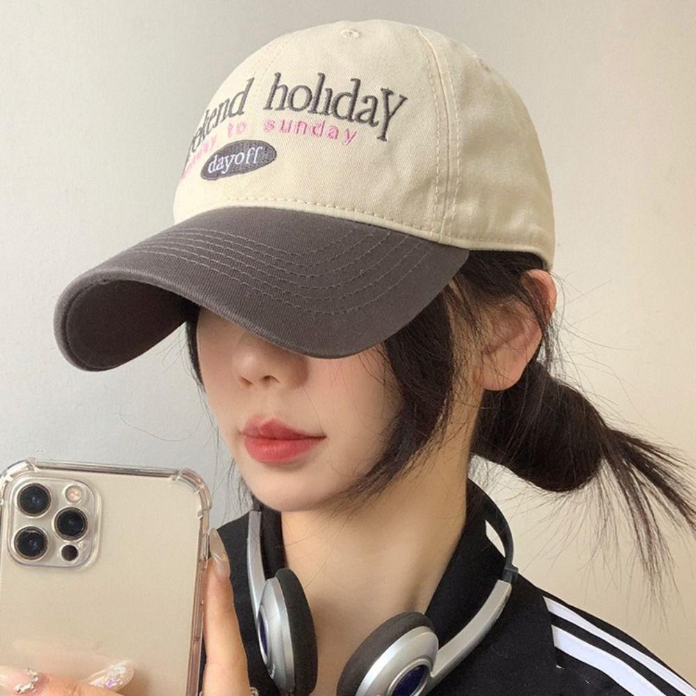 Cotton Embroidered Baseball Cap Korean Y2k Peaked Cap Retro Letter Baseball Hat Teenagers