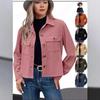 2024 Trendy Women's Casual Corduroy Crop Jacket: European & American Style Button-Up Cardigan